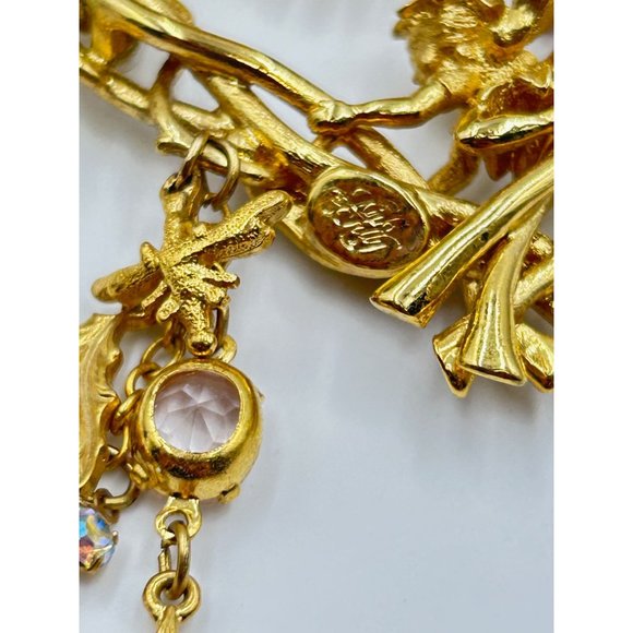 Kirks Folly Wisteria Fairy Vine Heart Pin Brooch Gold Tone Dangles Fairy Jewelry - Picture 6 of 7